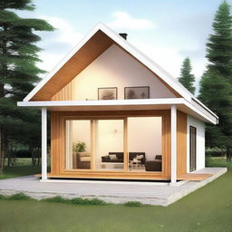 A linear small house plan with one bedroom and a gallery