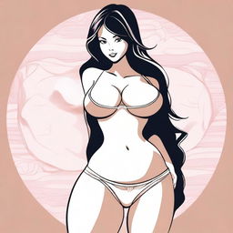 A stylized illustration of a girl wearing a bra with a large cup size, specifically 39D