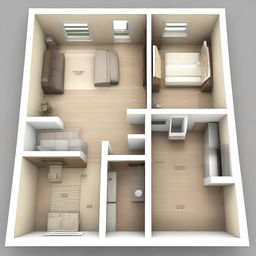 Create linear floor plans for small houses featuring one bedroom and a front gallery or terrace