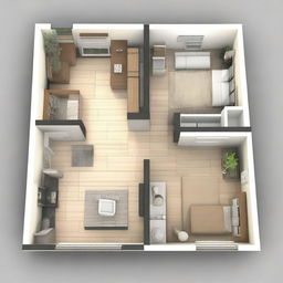 Create linear floor plans for small houses featuring one bedroom and a front gallery or terrace