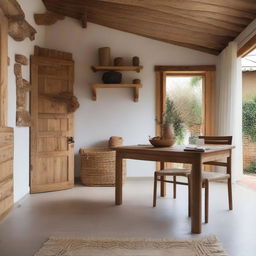 Una pequeña casa de campo de un dormitorio con una galería frontal