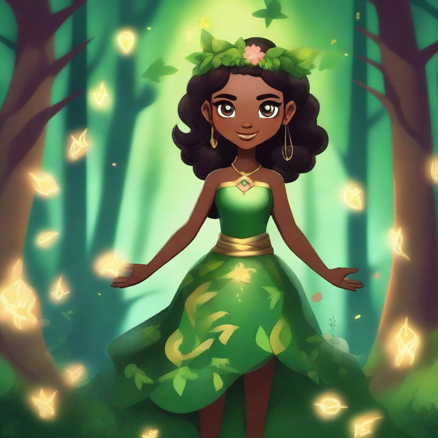 Create an image of a new brawler named Lebron, an enchanted girl in the mystical Enchanted Woods