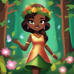 Create an image of a new brawler named Lebron, an enchanted girl in the mystical Enchanted Woods