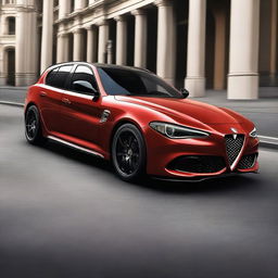 A stunning Alfa Romeo Giulia Quadrifoglio wagon, emphasizing its sporty and dynamic design