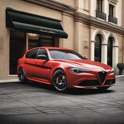 A stunning Alfa Romeo Giulia Quadrifoglio wagon, emphasizing its sporty and dynamic design