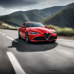 A breathtaking Alfa Romeo Giulia Quadrifoglio coupe, showcasing its sleek and aggressive design