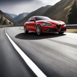 A breathtaking Alfa Romeo Giulia Quadrifoglio coupe, showcasing its sleek and aggressive design