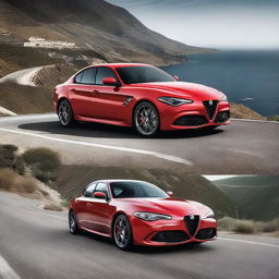 An impressive Alfa Romeo Giulia Quadrifoglio 2-door coupe, showcasing its sleek and sporty design