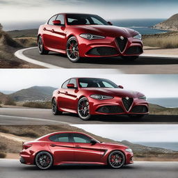 An impressive Alfa Romeo Giulia Quadrifoglio 2-door coupe, showcasing its sleek and sporty design