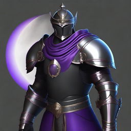 Create a detailed image of a human paladin wearing black armor