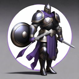 Create a detailed image of a human paladin wearing black armor