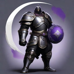 Create a detailed image of a human paladin wearing black armor