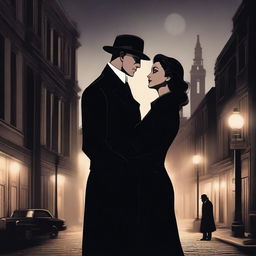 A romantic scene set in the streets featuring a mafia woman and a policeman