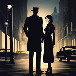 A romantic scene set in the streets featuring a mafia woman and a policeman