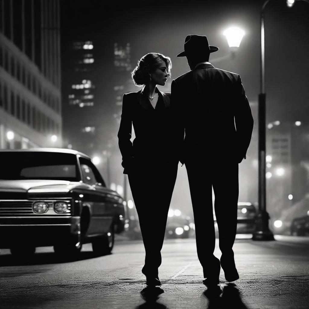 A romantic scene set in the streets of Los Angeles featuring a mafia woman and a policeman