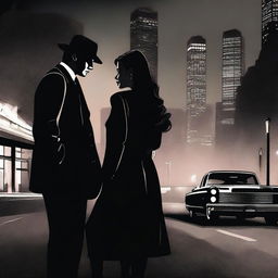 A romantic scene set in the streets of Los Angeles featuring a mafia woman and a policeman