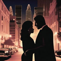 A romantic scene set in the streets of Los Angeles featuring a mafia woman and a policeman