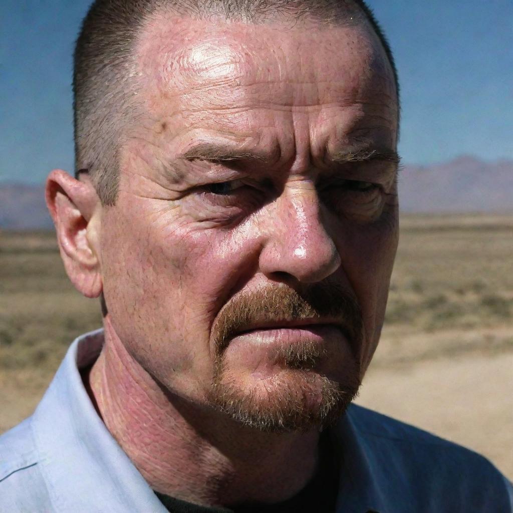 An emotional scene featuring Walter White from Breaking Bad, shedding tears, displaying a raw and rare vulnerability that adds depth to his usually stoic character.