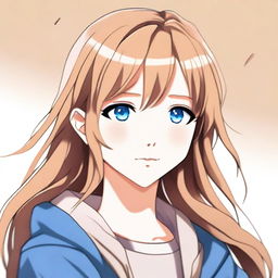 An anime-style portrait of a blue-eyed girl with light brown hair inspired by the Horimiya series