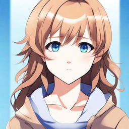 An anime-style portrait of a blue-eyed girl with light brown hair inspired by the Horimiya series