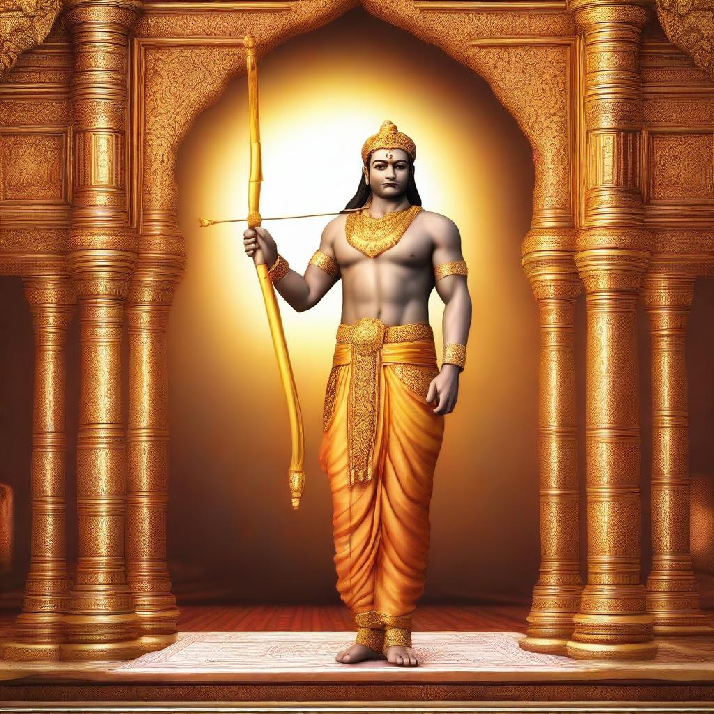 Create an image of Shree Ram standing majestically in the Ram Mandir