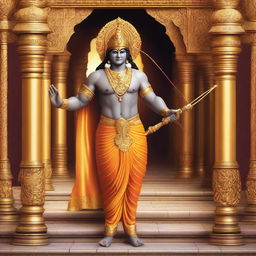 Create an image of Shree Ram standing majestically in the Ram Mandir