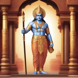 Create an image of Shree Ram standing majestically in the Ram Mandir