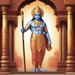 Create an image of Shree Ram standing majestically in the Ram Mandir