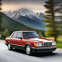 Create an image of a classic Mercedes-Benz W124 car