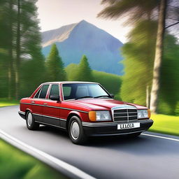 Create an image of a classic Mercedes-Benz W124 car