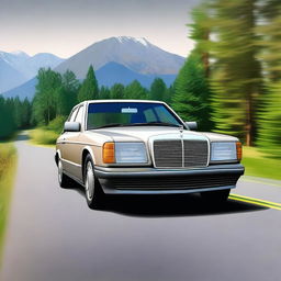 Create an image of a classic Mercedes-Benz W124 car