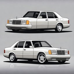 Create an image of a Mercedes-Benz W124 car reworked to feature a modern design