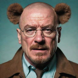 A whimsical interpretation of Walter White from Breaking Bad, seemingly engaged in a heated rant towards his wife, humorously portrayed as a bear. The scene is full of bewildering surprise and exaggerated expressions.