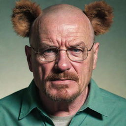 A whimsical interpretation of Walter White from Breaking Bad, seemingly engaged in a heated rant towards his wife, humorously portrayed as a bear. The scene is full of bewildering surprise and exaggerated expressions.