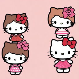 Create an image featuring three Hello Kitty characters