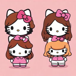 Create an image featuring three Hello Kitty characters