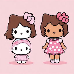 Create an image featuring three Hello Kitty characters