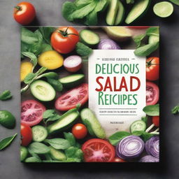 A vibrant and colorful book cover featuring a variety of fresh salads