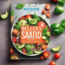 A vibrant and colorful book cover featuring a variety of fresh salads