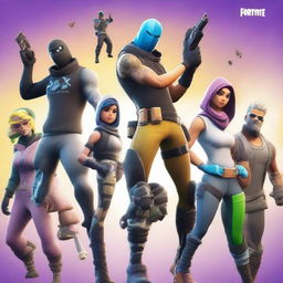 Create an image featuring characters in the style of Fortnite