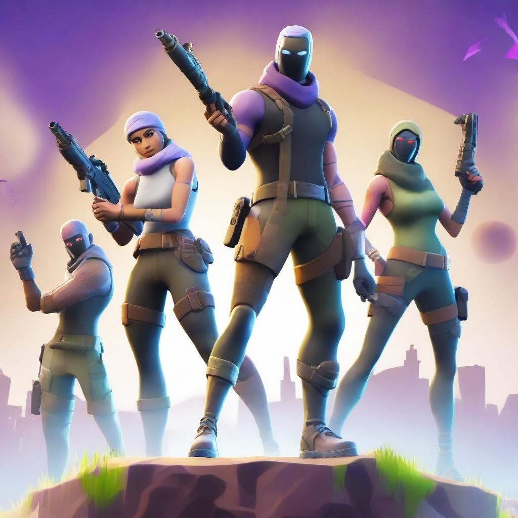 Create an image featuring characters in the style of Fortnite