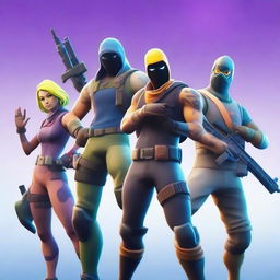 Create an image featuring characters in the style of Fortnite