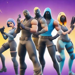 Create an image featuring characters in the style of Fortnite