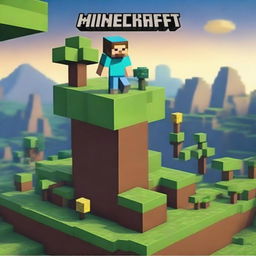 Create an image featuring characters and landscapes from the Minecraft universe