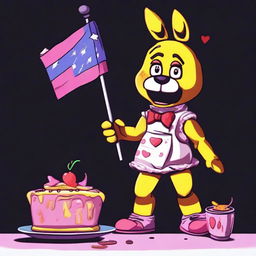 Create an image of Chica from Five Nights at Freddy's, depicted as gender fluid