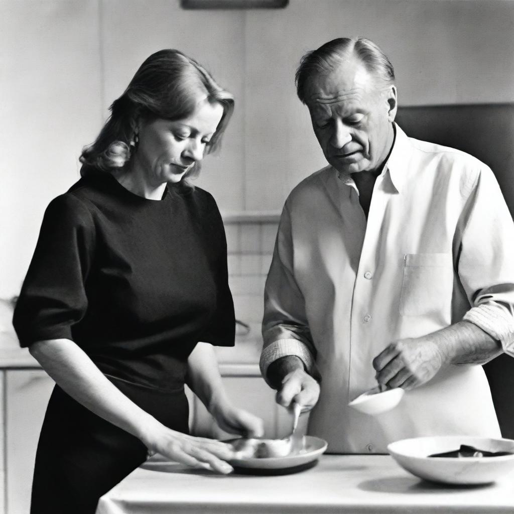 Create a black and white film cover starring Judie Foster and Swedish actor Harald Treutiger