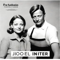 Create a black and white film cover featuring a young Jodie Foster and Swedish actor Harald Treutiger