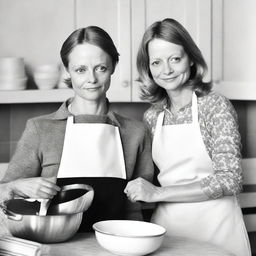 Create a black and white film cover starring Jodie Foster as Nell and the Swedish actor and presenter Harald Treutiger