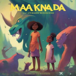 A captivating book cover featuring a young girl named Makenda standing bravely with her uncle