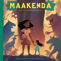 A captivating book cover featuring a young girl named Makenda standing bravely with her uncle